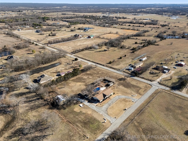 bird's eye view featuring a rural view