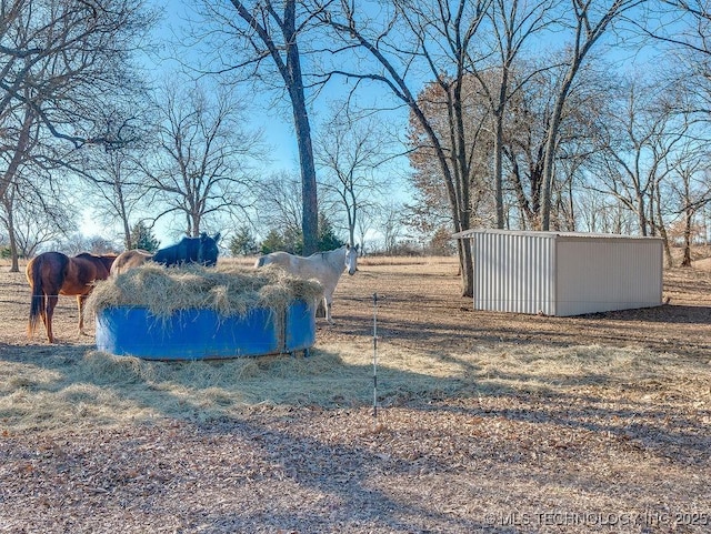 view of yard with a rural view