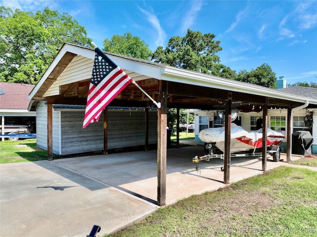 view of parking / parking lot featuring a carport