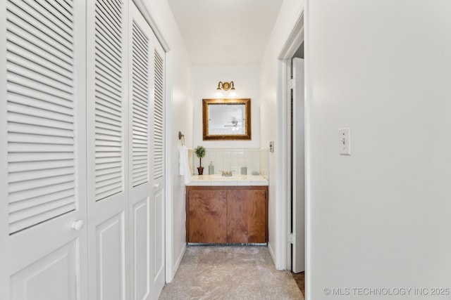 corridor with a sink