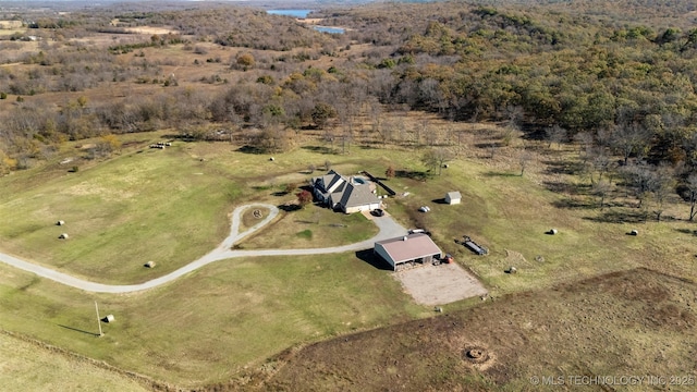 aerial view featuring a rural view