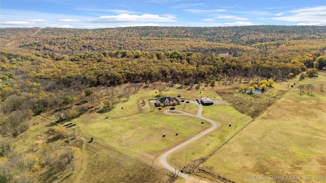 drone / aerial view with a rural view