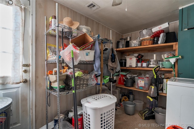 storage area with washer / dryer