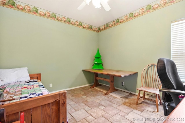 bedroom featuring ceiling fan