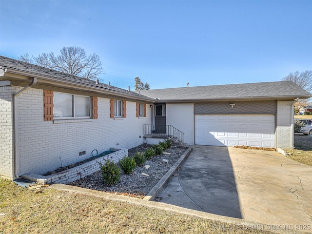 single story home with a garage