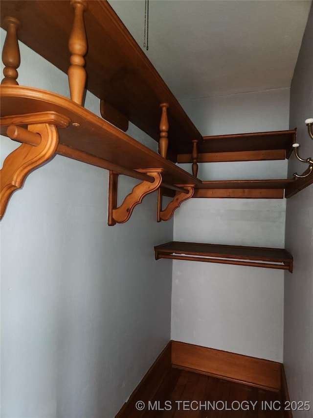 walk in closet featuring hardwood / wood-style flooring