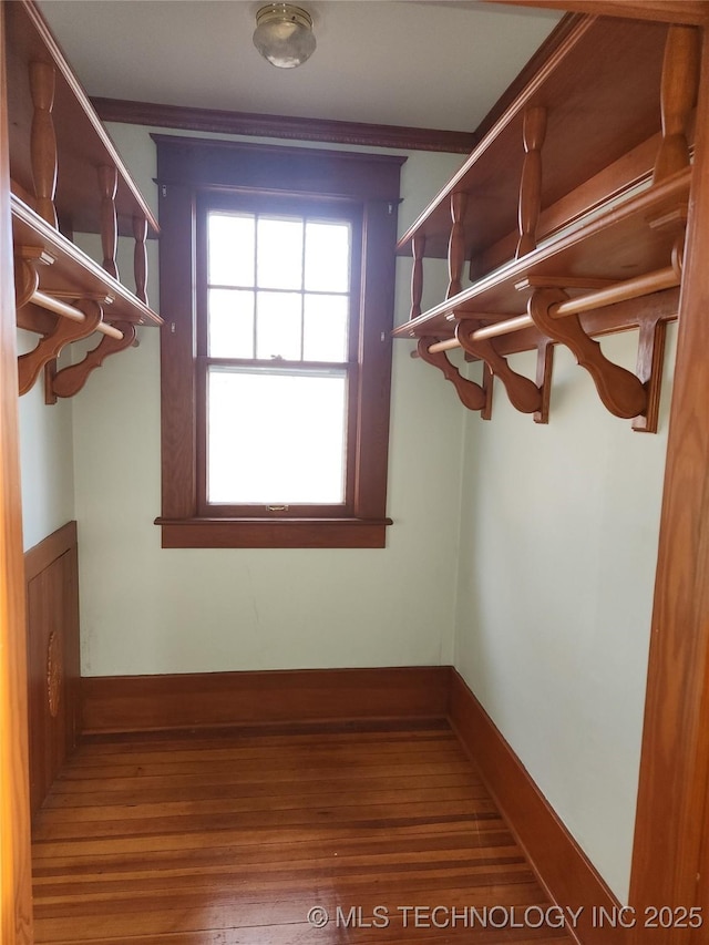 walk in closet featuring hardwood / wood-style floors