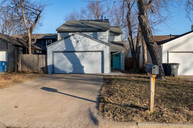 view of front of property with a garage