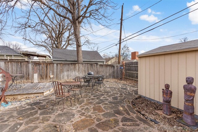 view of patio featuring a wooden deck