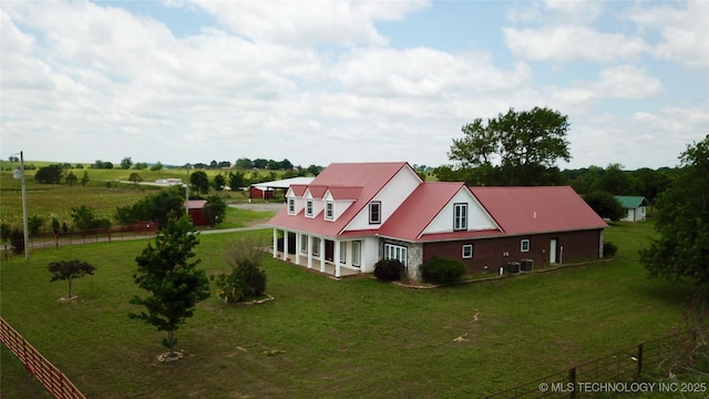 aerial view with a rural view