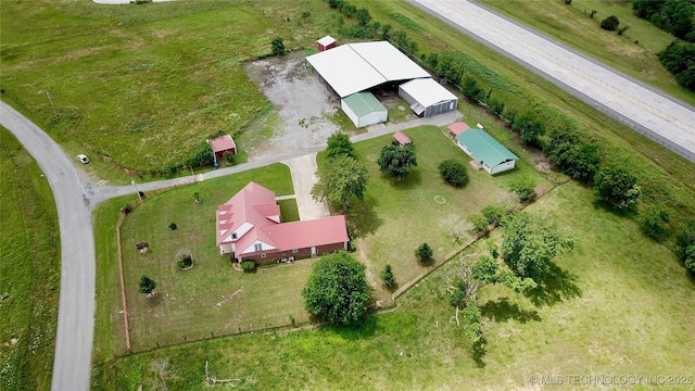 drone / aerial view with a rural view