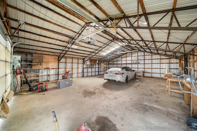 garage with a garage door opener