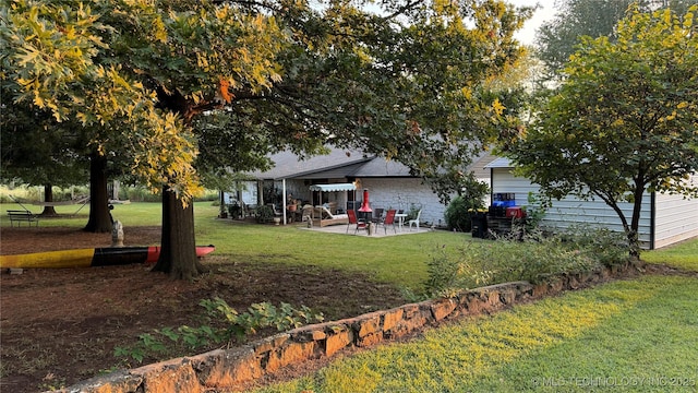 view of yard featuring a patio