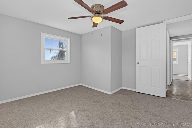 unfurnished bedroom with ceiling fan