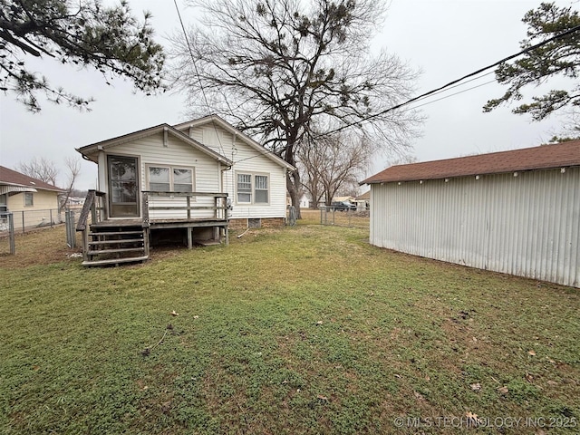 view of yard featuring a deck