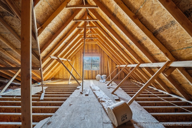 view of unfinished attic