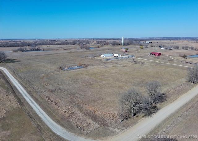 aerial view with a rural view