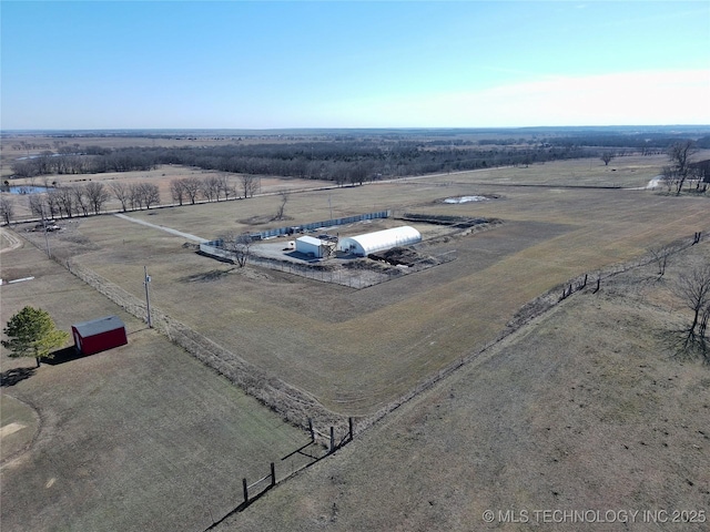 aerial view featuring a rural view