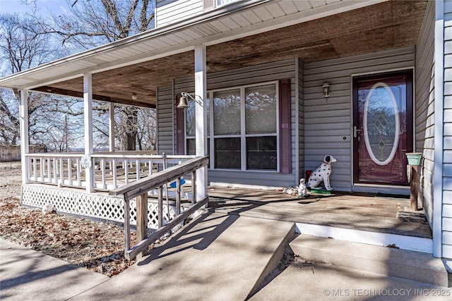 exterior space featuring covered porch