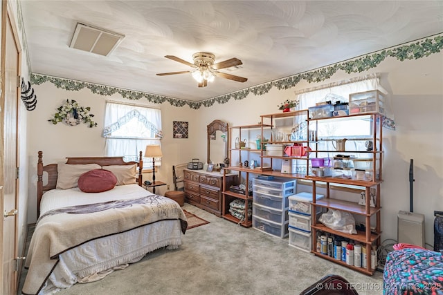 432756 E 320th Rd, Big Cabin, OK 74332 - carpeted bedroom featuring ceiling fan and visible vents