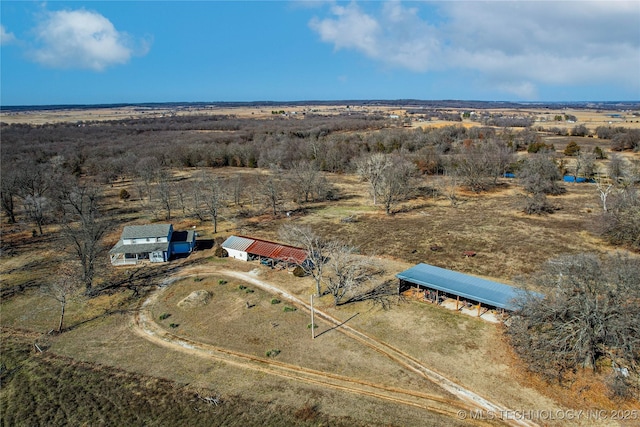 bird's eye view with a rural view