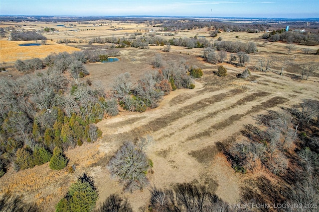 aerial view featuring a rural view