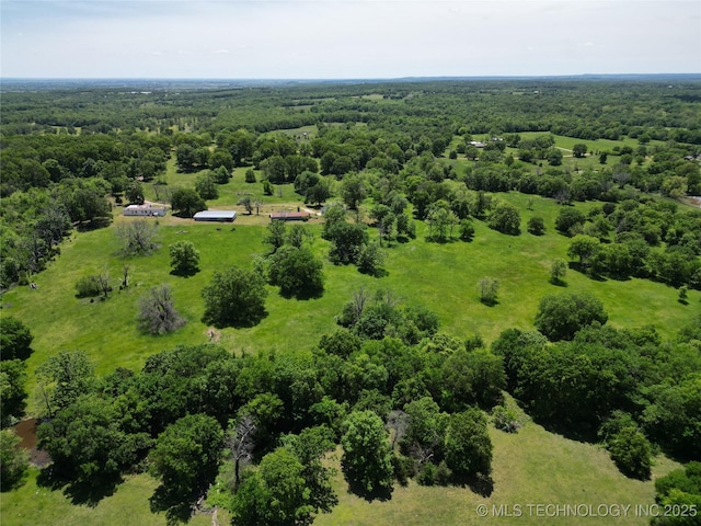 432756 E 320th Rd, Big Cabin, OK 74332 - drone / aerial view featuring a forest view