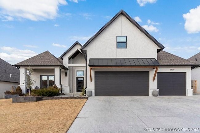 modern farmhouse style home featuring a garage