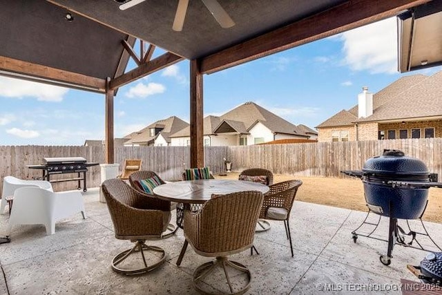 view of patio / terrace featuring grilling area and ceiling fan