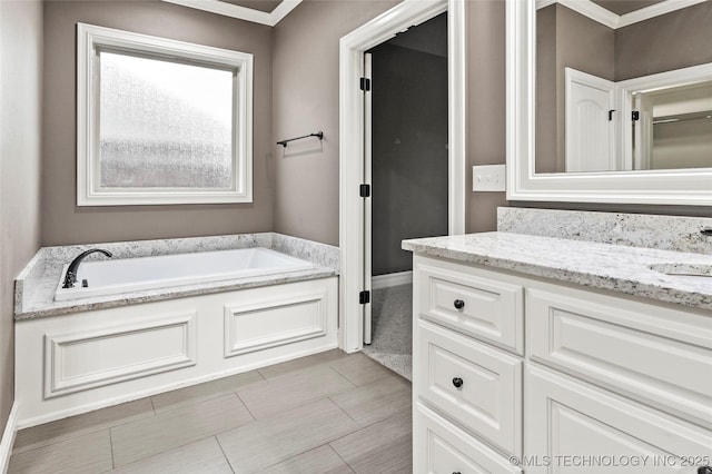 bathroom with vanity and a bathing tub