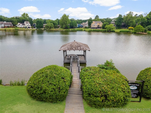 view of dock featuring a water view