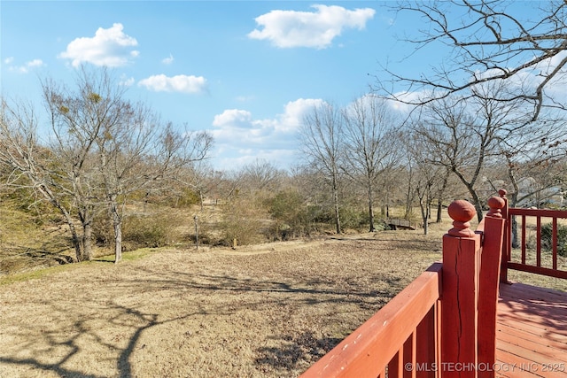 view of yard featuring a wooden deck