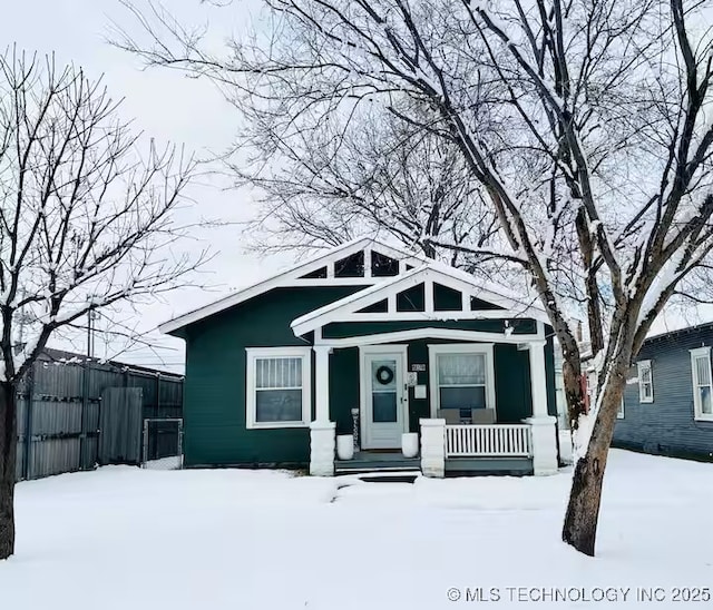 view of front of home with covered porch