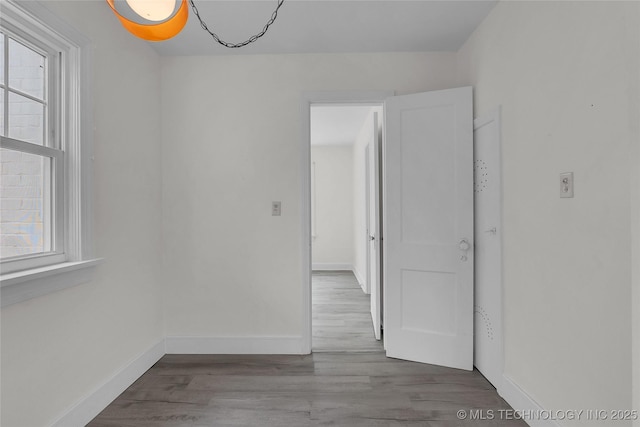 empty room featuring a wealth of natural light and wood-type flooring