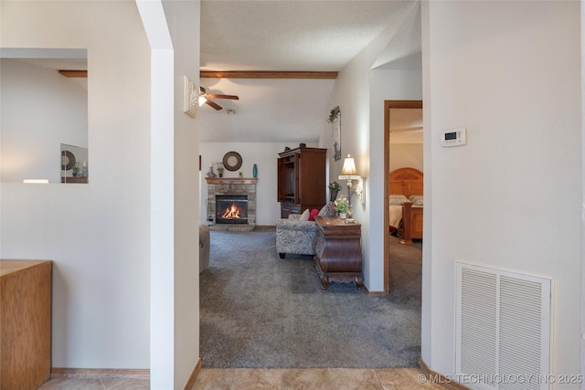 hallway with light carpet