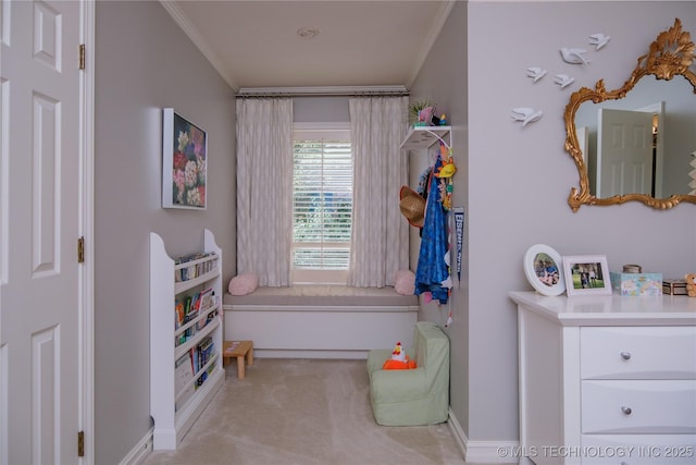 interior space with ornamental molding