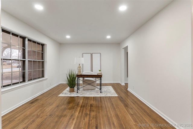 office space featuring hardwood / wood-style floors