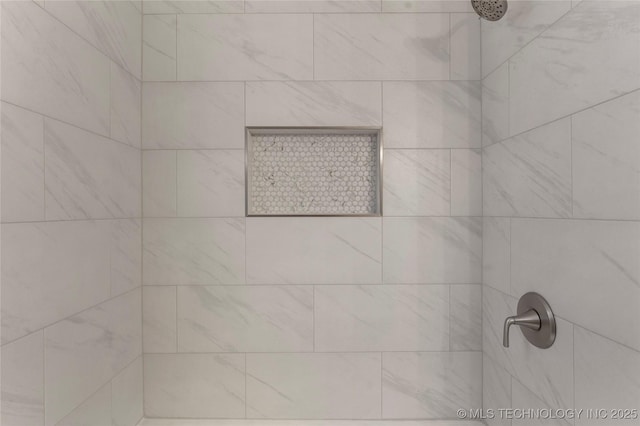 details with a tile shower