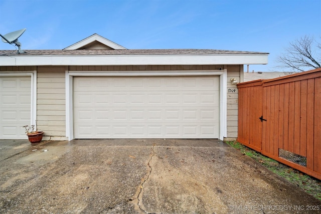 view of garage