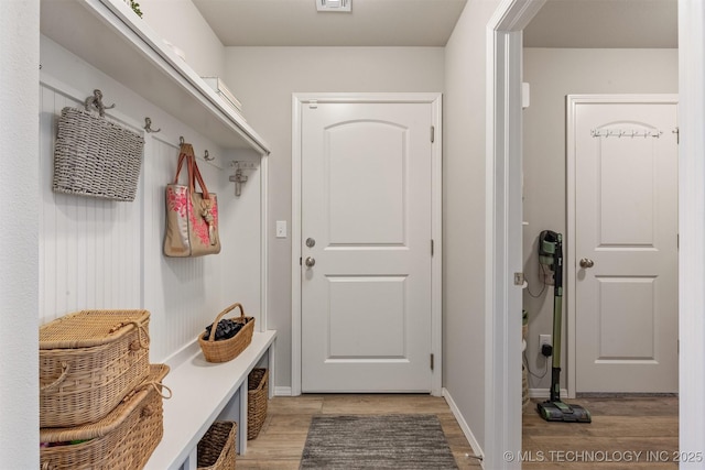 mudroom featuring light hardwood / wood-style floors