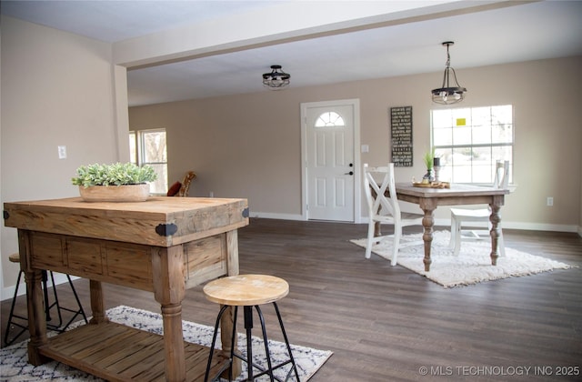 dining area featuring dark hardwood / wood-style flooring