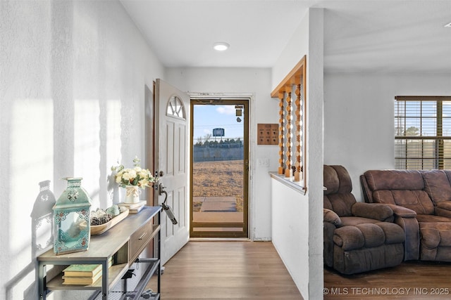 interior space with hardwood / wood-style floors