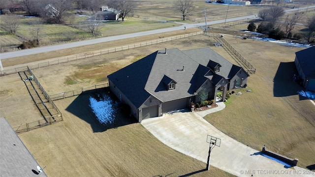 drone / aerial view with a rural view