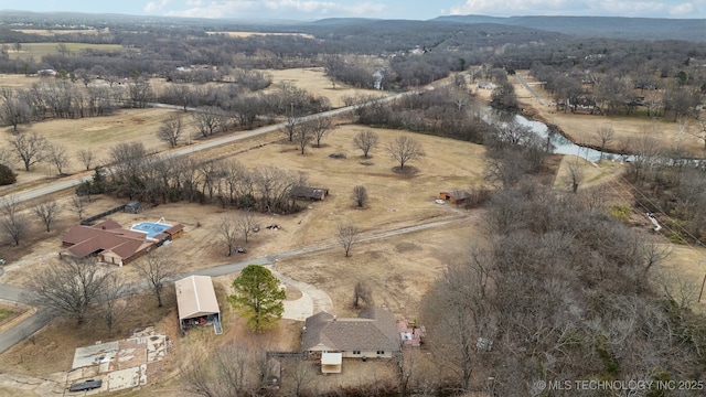 aerial view featuring a rural view