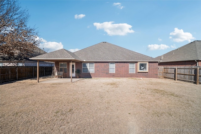 back of house featuring a patio