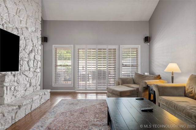 living room featuring hardwood / wood-style flooring