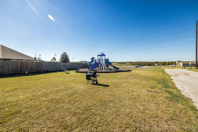 view of yard with a playground