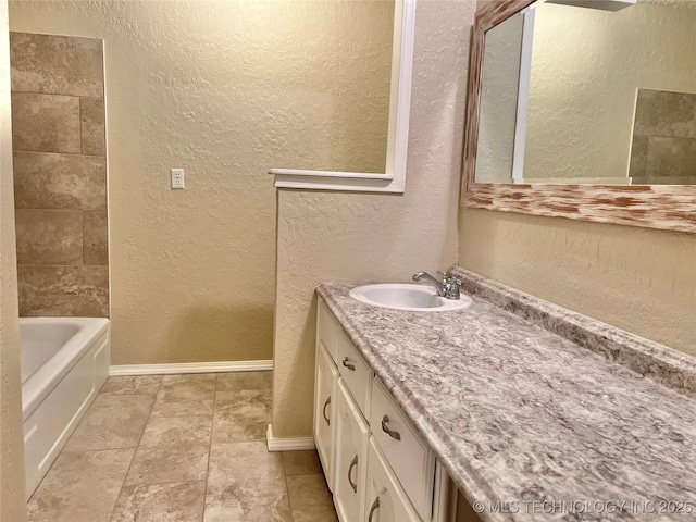 bathroom with vanity and tub / shower combination