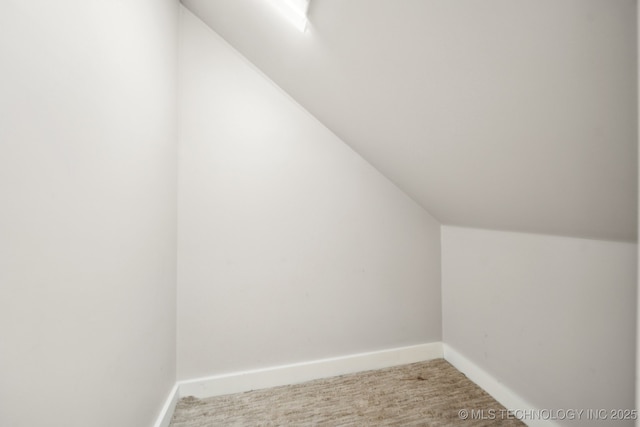 additional living space featuring light carpet and lofted ceiling