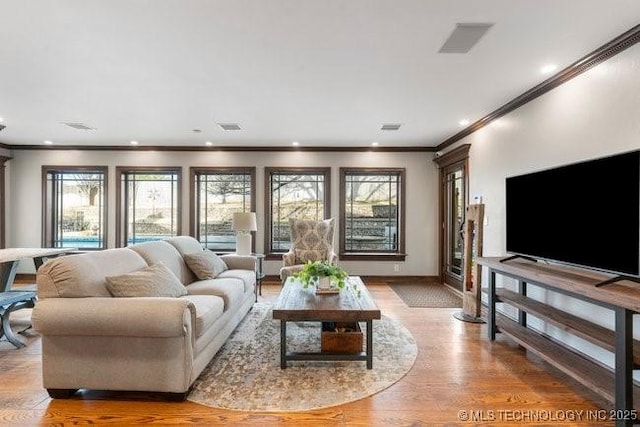 living room featuring light hardwood / wood-style flooring